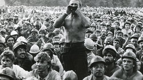 Бастующие шахтеры в Междуреченске, Кузбасс 1989